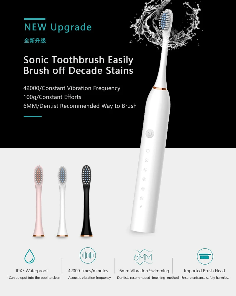 Sonic Electric Toothbrush Adul - огляд і ціна Teeth Whitening Or Tooth Whitening